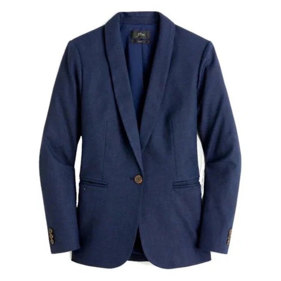 J. Crew Parke Blazer in Stretch Linen Navy Blue 10 - Picture 3 of 10